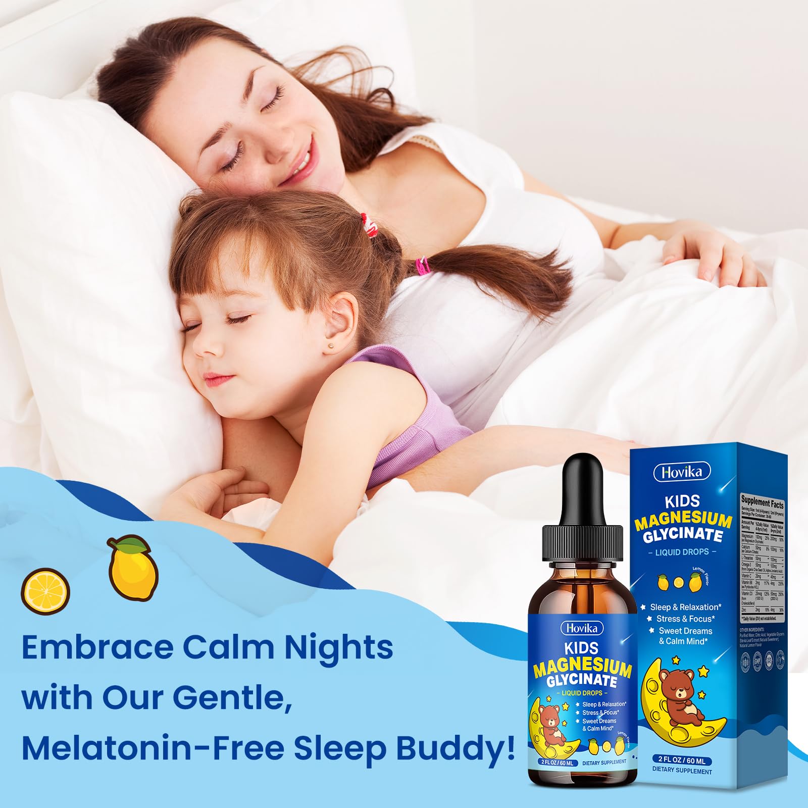 Kids Magnesium Glycinate Liquid with L-Theanine & Omega-3 for Sleep & Calm
