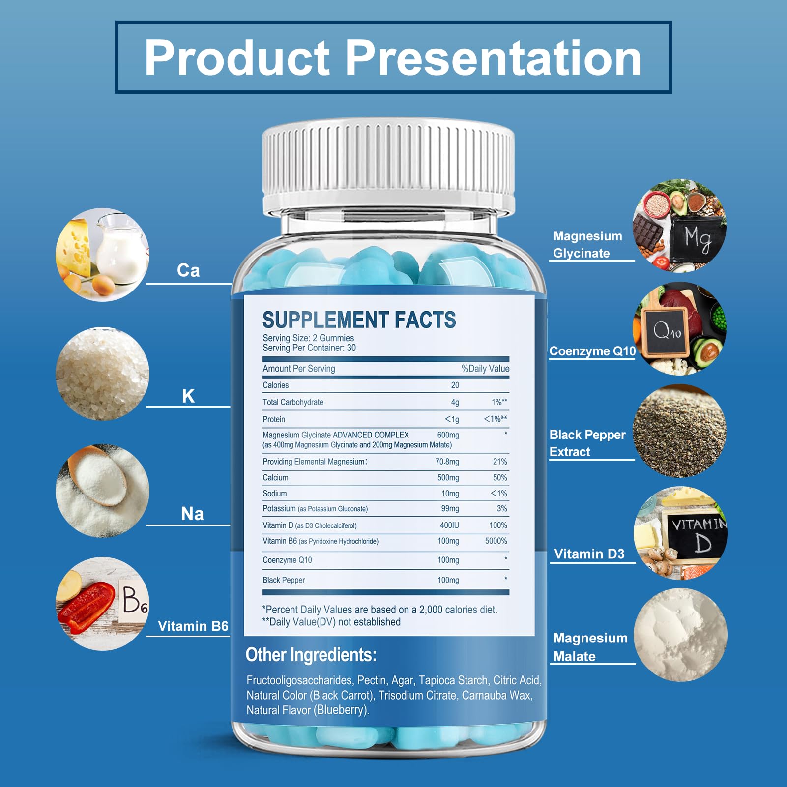 Magnesium Gummies 600mg per Serving | Glycinate 400mg + Malate 200mg