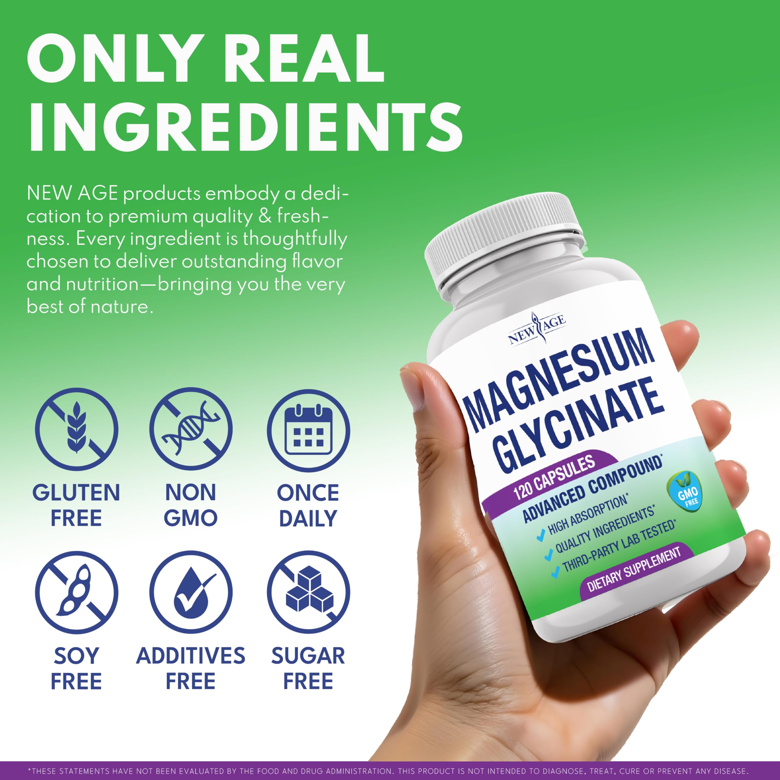 Magnesium Glycinate 500mg | 90mg Elemental Magnesium per Capsule | Muscle & Bone Health | 120 Vegan Capsules