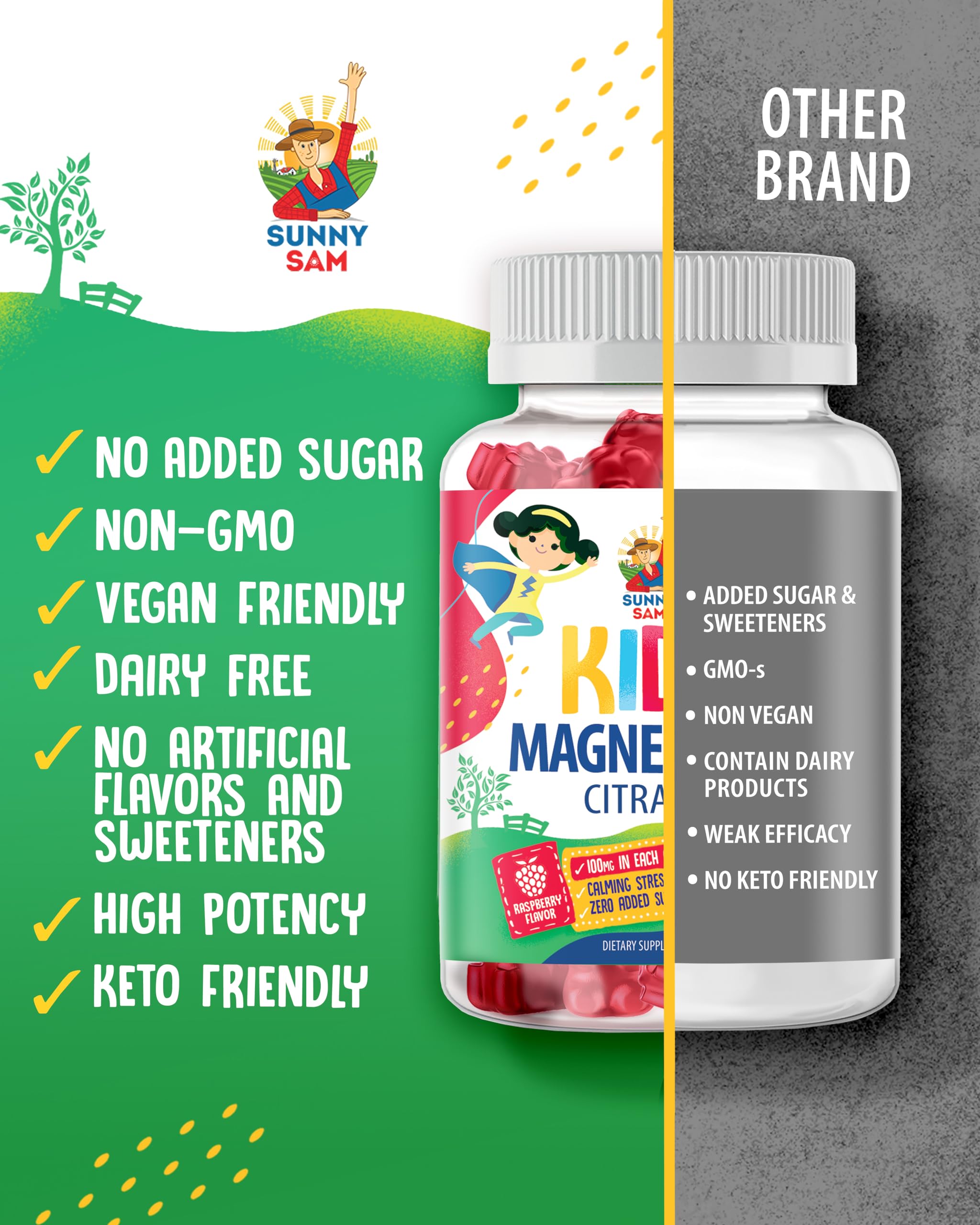 Magnesium Gummies for Kids & Adults – 100mg Calm Magnesium Chews (60 Gummies) | Mood & Muscle Support