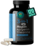 Eleva Nutrition Magnesium Theanine Apigenin Sleep Aid – 3-in-1 Complex, Melatonin-Free, Gluten Free & Non-GMO, 120 Veggie Capsules