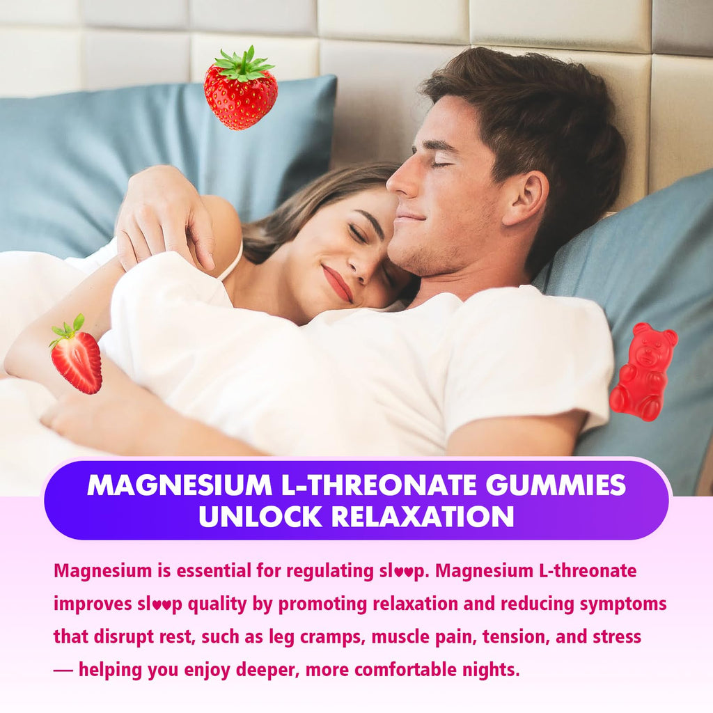 1000mg Magnesium L-Threonate Gummies - Vegan Sugar-Free Strawberry (60 ct)