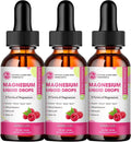 (3 Pack) Magnesium Liquid Drops – 8-in-1 Magnesium Complex (Glycinate, Citrate, Malate, Taurate) Raspberry