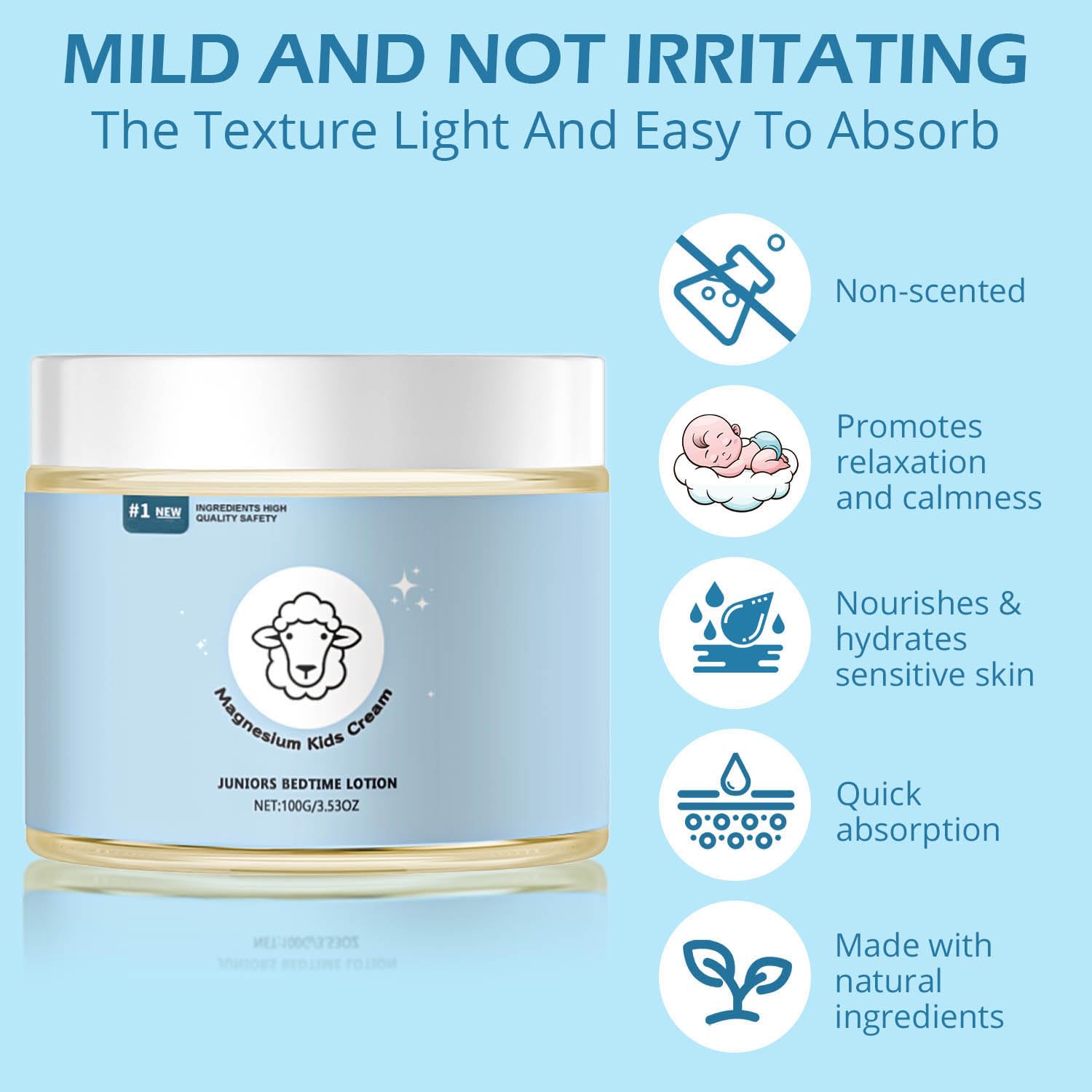Magnesium Lotion for Kids – Sleep & Relaxation Cream (3.53 oz) – Bedtime Support Without Melatonin