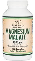Magnesium Malate Capsules (180 Count) - 1,500mg per Serving | Vegan, Gluten Free | Double Wood Supplements