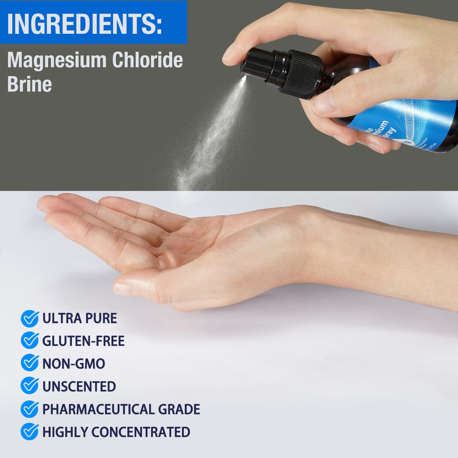 Magnesium Oil Spray – Pure, Natural & Organic (4 oz x 2) – Easy Absorption