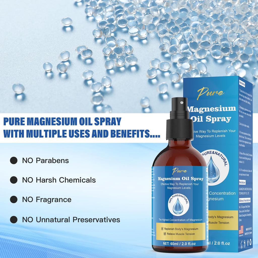 Pure Magnesium Oil Spray | Mg Oil for Feet – 2 oz / 60 ml