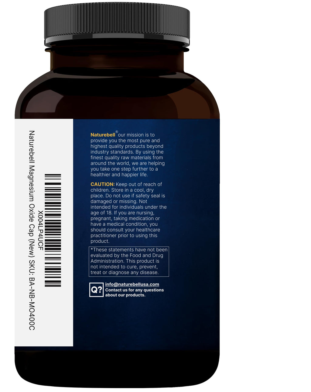 Magnesium Oxide 400mg – 400 Capsules | High Purity Elemental Magnesium | Non-GMO, Gluten Free