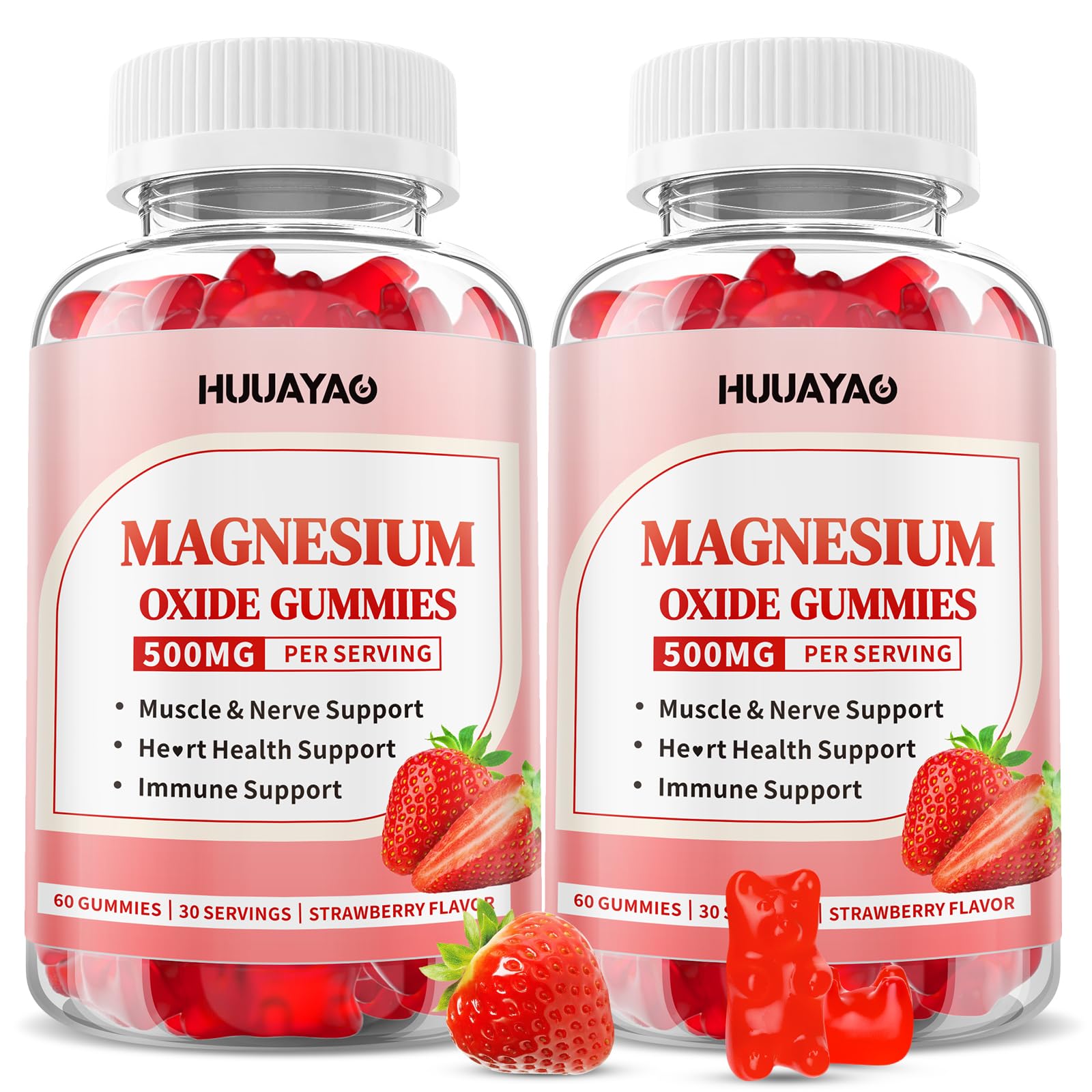 Magnesium Oxide Gummies 500mg – Adults & Kids, Strawberry, 120 Count