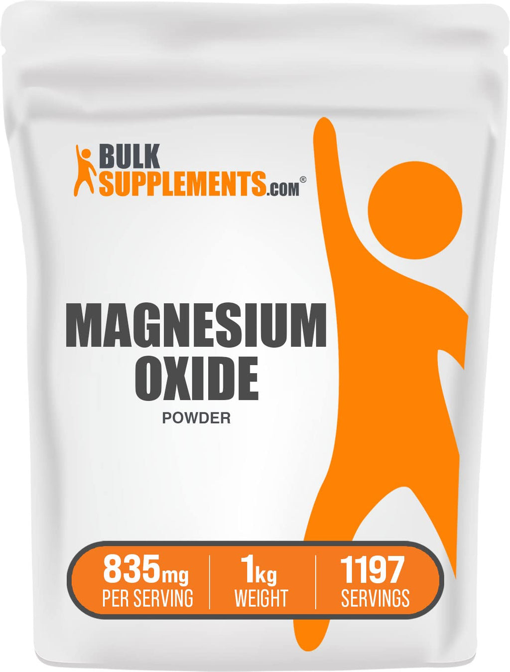 Magnesium Oxide Powder 835mg/Serving - Food Grade & Gluten Free | BulkSupplements