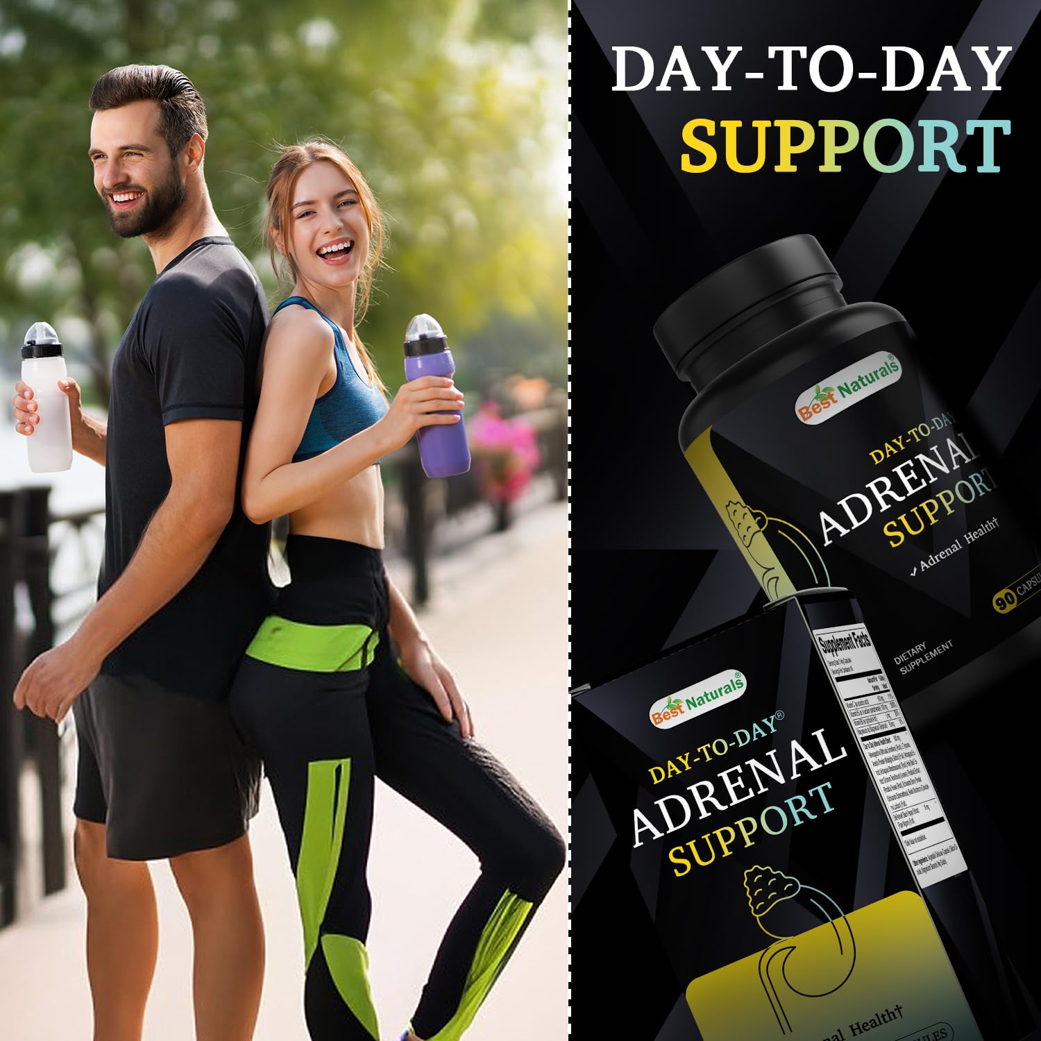 Best Naturals Adrenal Support - 90 Veg Capsules with Ashwagandha, L-Tyrosine, Magnesium, Rhodiola, Holy Basil & Bioperine