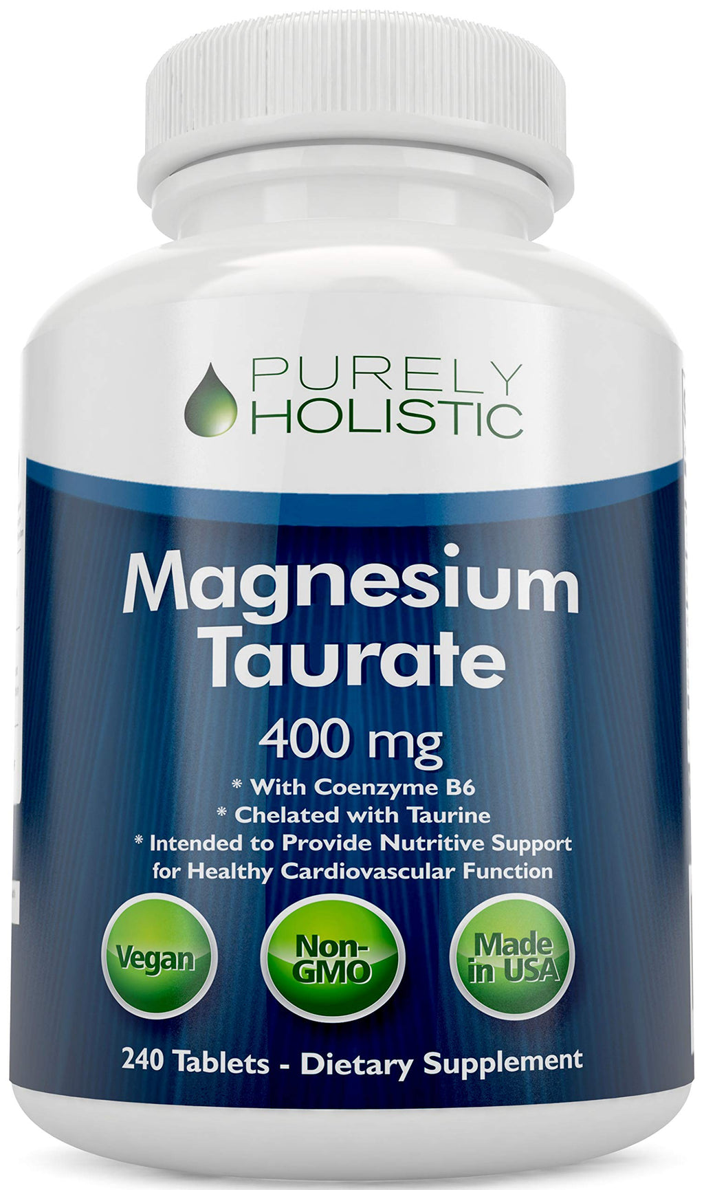 Magnesium Taurate 400mg Tablets – Chelated Mg with Taurine & B6 | 240 Vegan Tablets