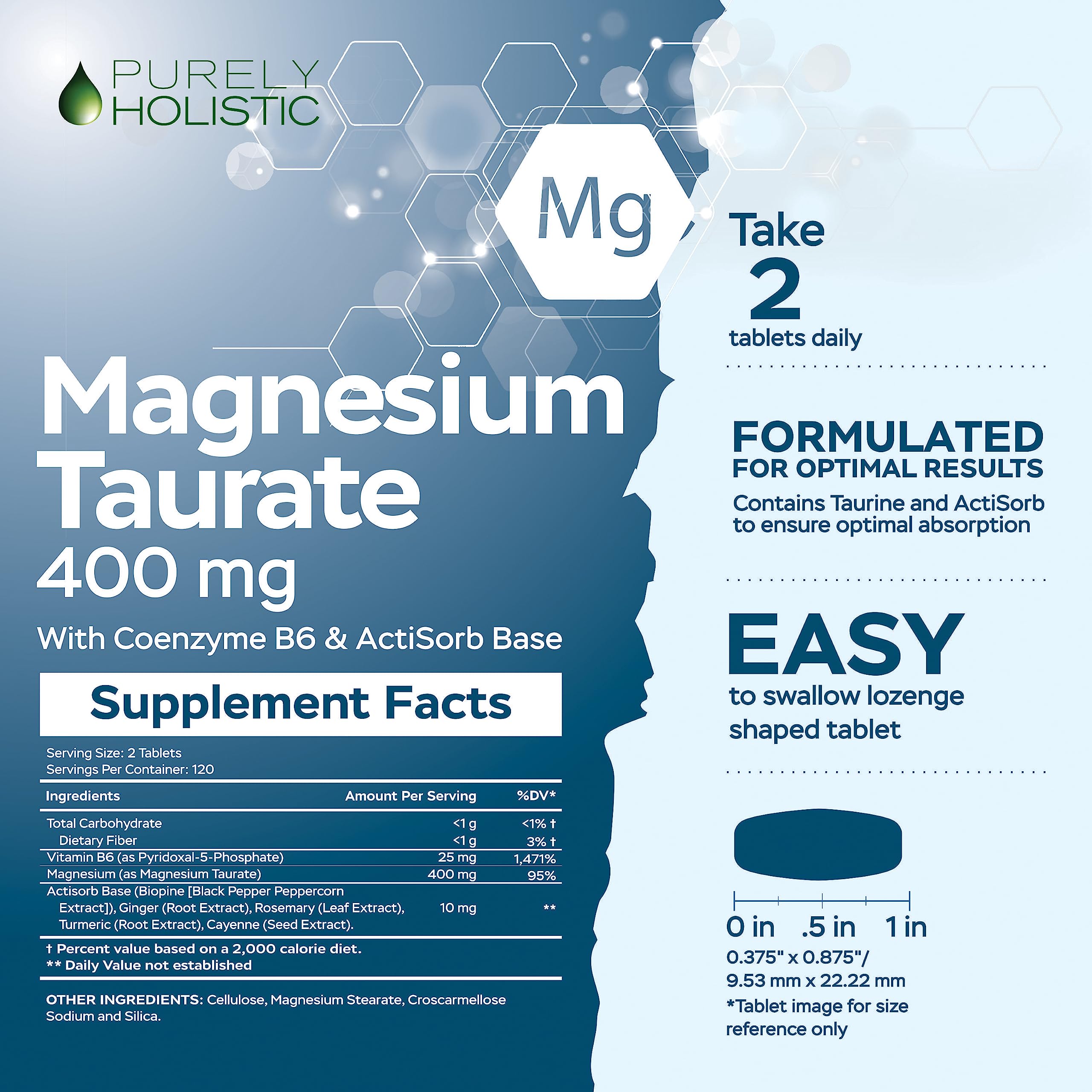 Magnesium Taurate 400mg Tablets – Chelated Mg with Taurine & B6 | 240 Vegan Tablets