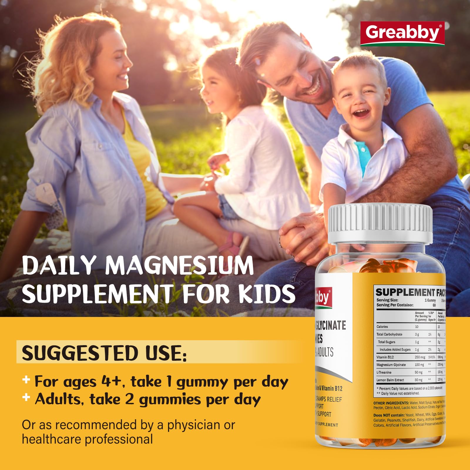 Magnesium Glycinate Gummies 300mg – 60 Count for Sleep, Muscle & Relaxation | Kids & Adults