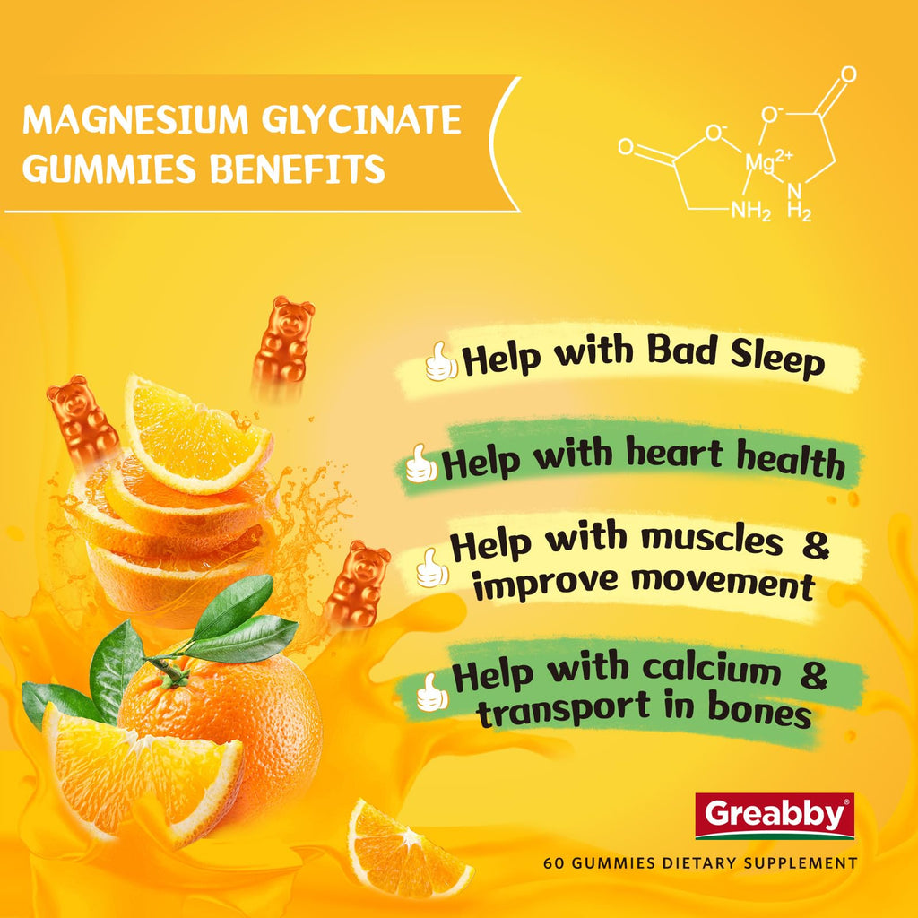Magnesium Glycinate Gummies 300mg – 60 Count for Sleep, Muscle & Relaxation | Kids & Adults