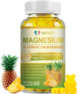 Magnesium Glycinate Gummies 400mg + Taurate, Sugar Free Pineapple - 60 Gummies with Vitamin D, B6, CoQ10 | Sleep & Relaxation