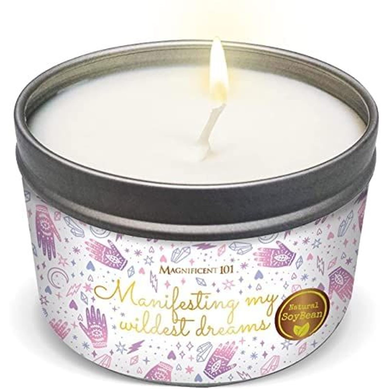 Magnificent 101 Affirmation Massage Candle – 6 oz Soy Candle with Sage & Palo Santo