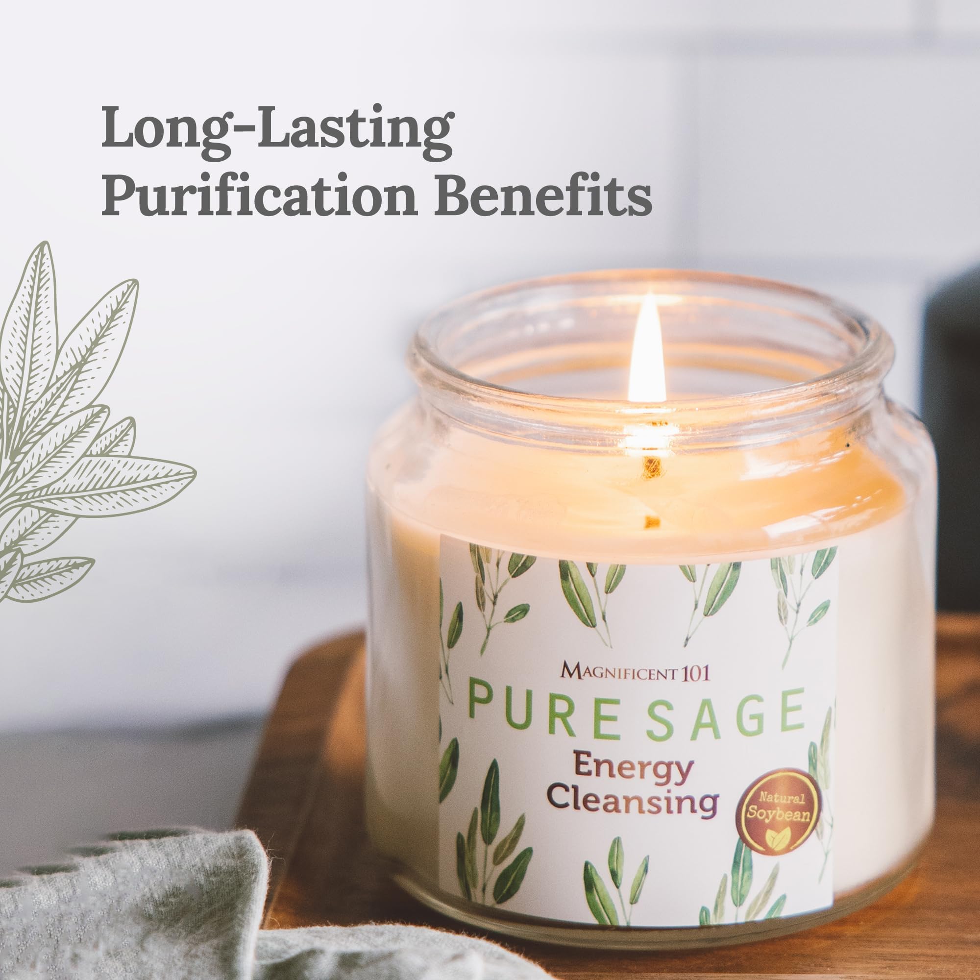 Magnificent 101 Sage Energy Cleansing Candle - Soy Wax