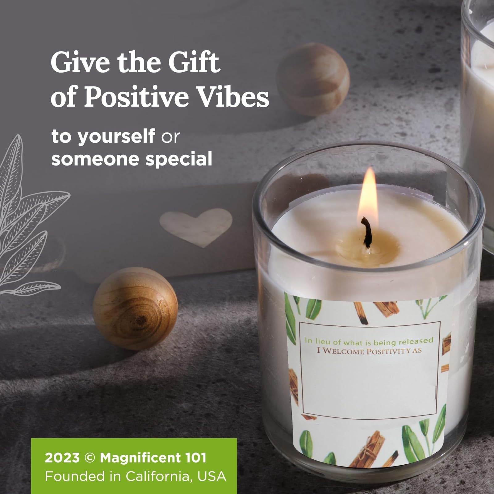 Magnificent 101 Sage & Palo Santo Candle Set – 3-Pack, 3.5 oz, 42h Burn