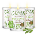 Magnificent 101 Set of 3 Sage Smudge Candles – 42-Hour Burn, 3.5 oz, Soy Wax