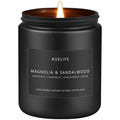 Magnolia & Sandalwood Candle | Masculine Soy Candle for Men | 7oz Black Jar