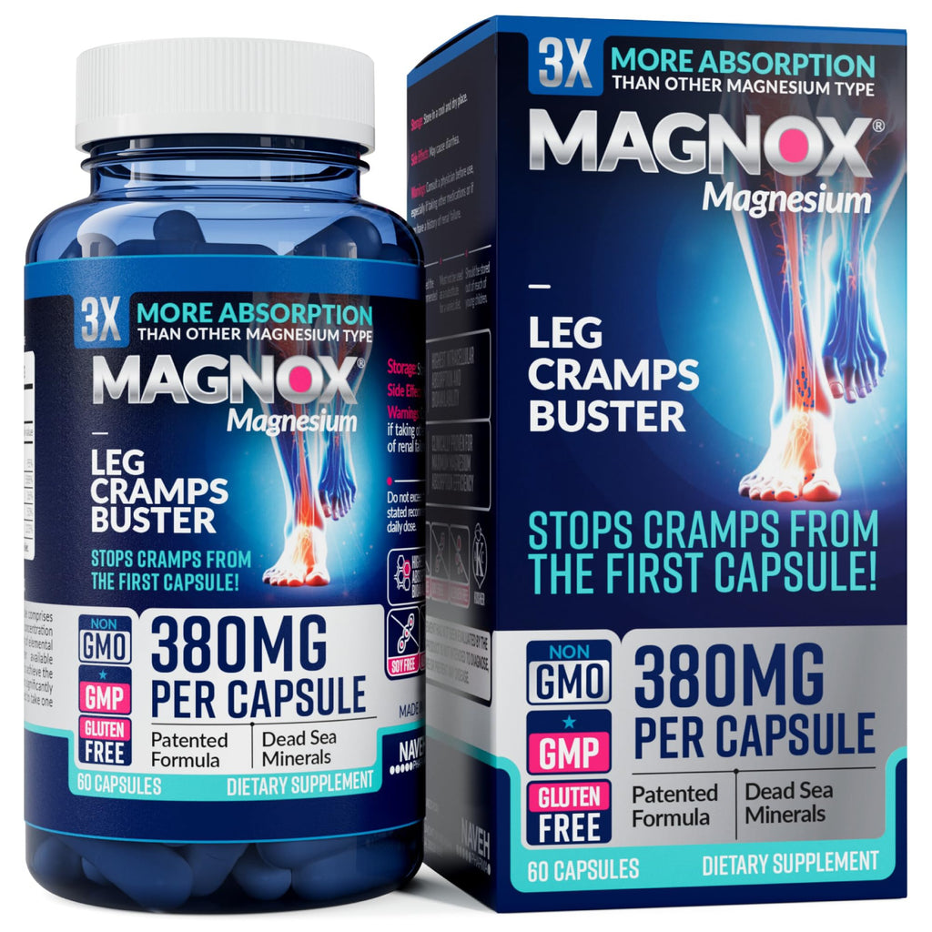 MAGNOX Leg Cramps Buster – 380mg Magnesium for Night-time Leg Cramps (60 Caps)