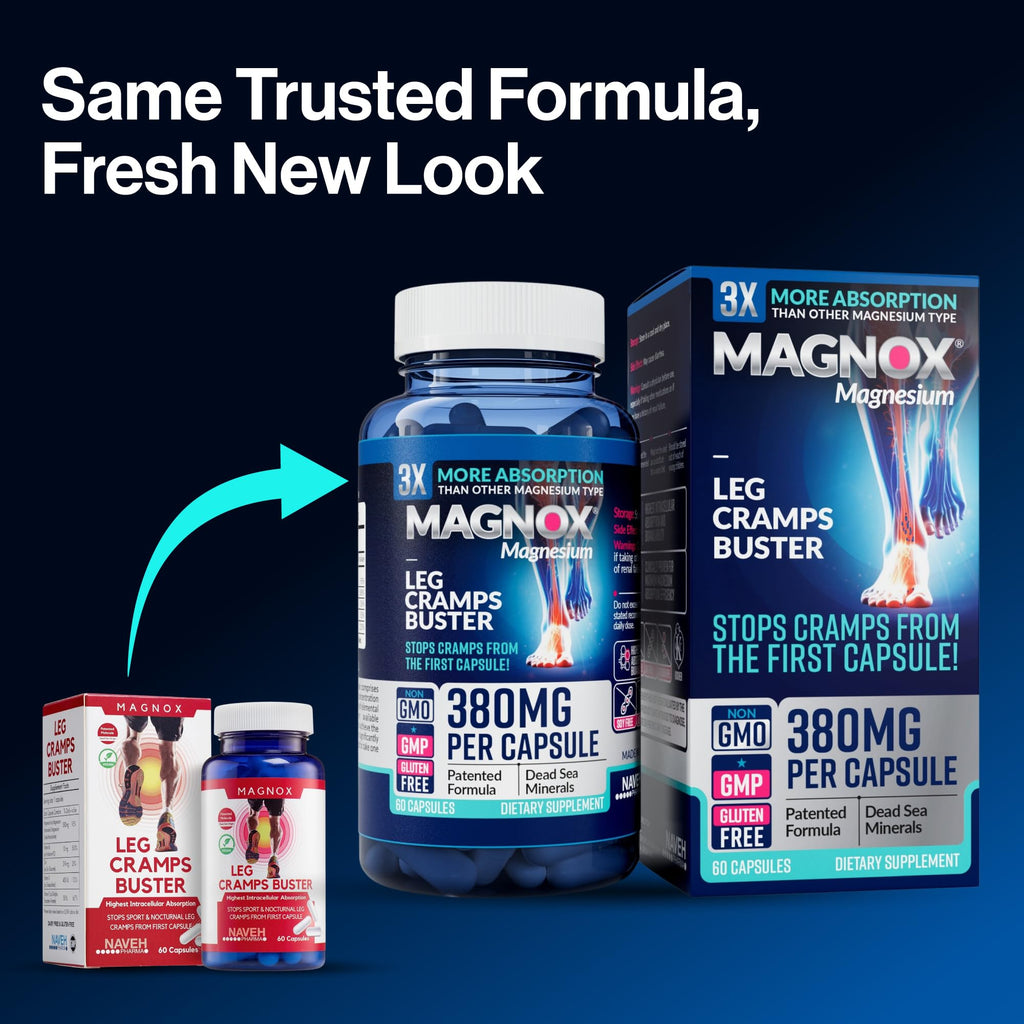 MAGNOX Leg Cramps Buster – 380mg Magnesium for Night-time Leg Cramps (60 Caps)