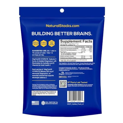 MagTech Hydrate: Sugar-Free Magnesium Hydration Powder (200 mg Mg) – 14 Servings