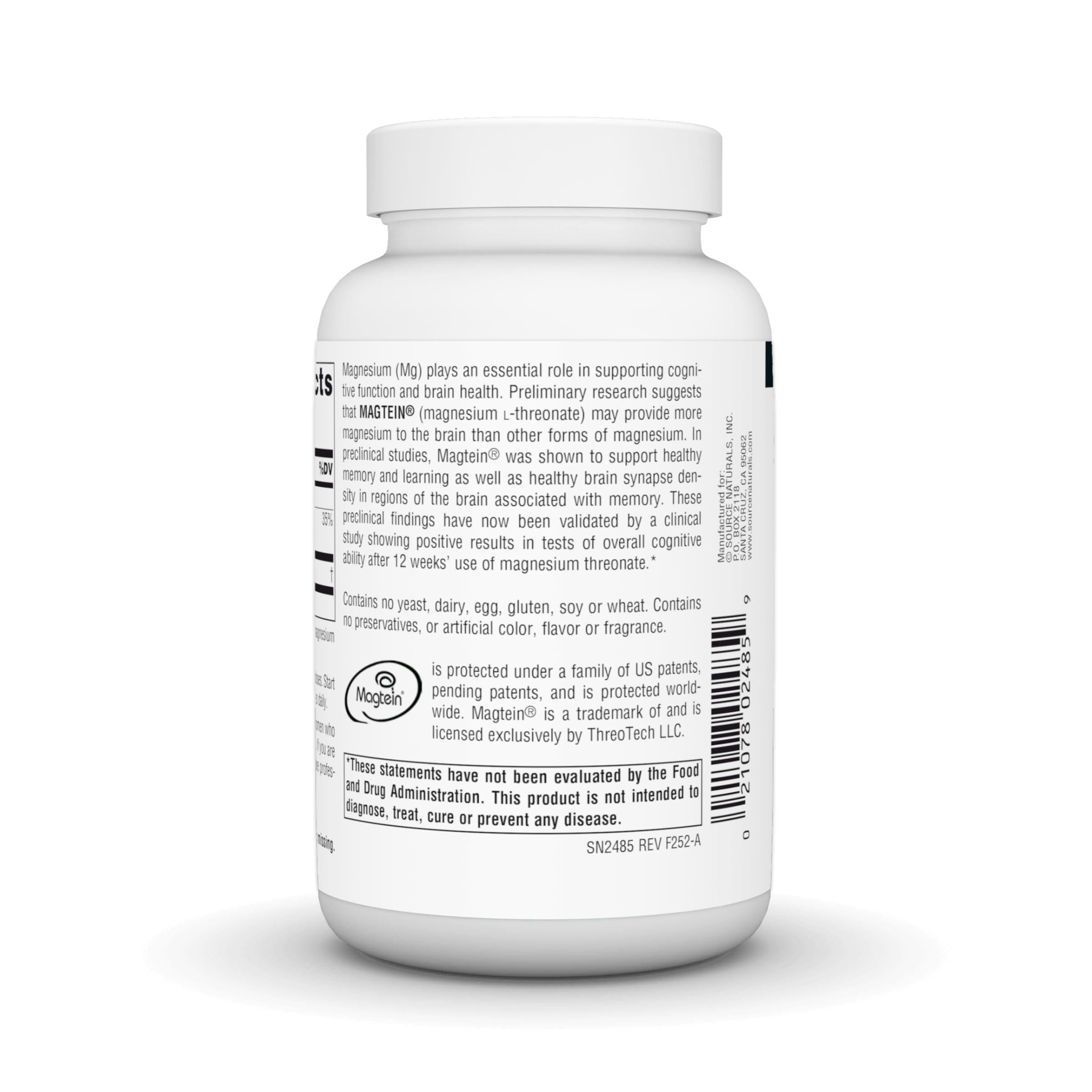 Source Naturals Magtein Magnesium L-Threonate 667mg – Supports Focus, Mood & Memory | 90 Capsules