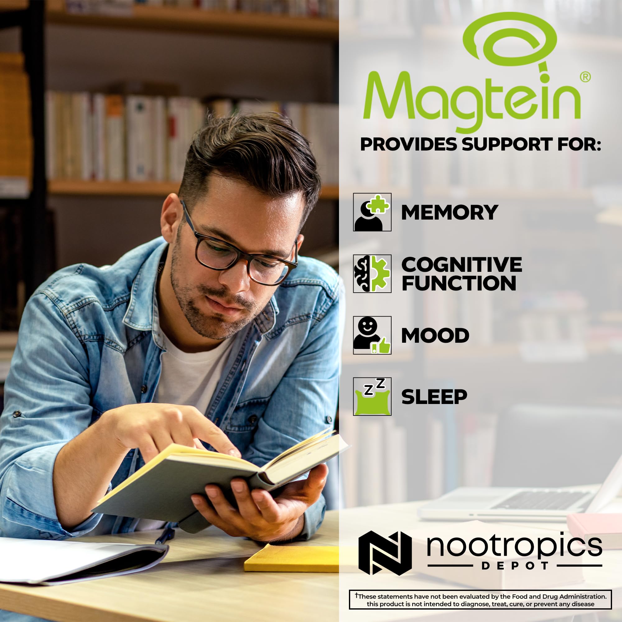 Nootropics Depot Magtein Magnesium L-Threonate Capsules – 90 Count | Cognitive Function Support