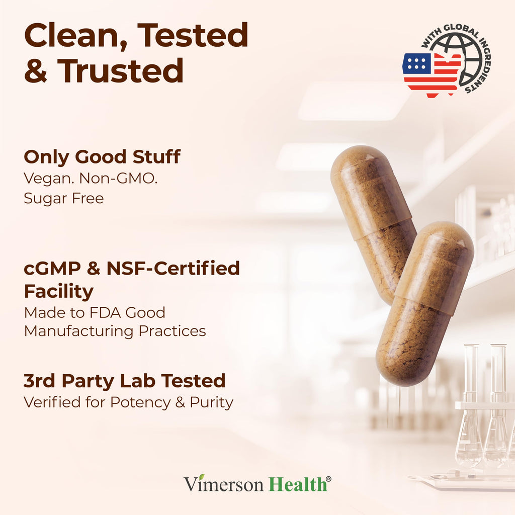 Lions Mane Capsule Supplement - Focus, Mood & Immune Support (60 Vegan Capsules) - Non-GMO