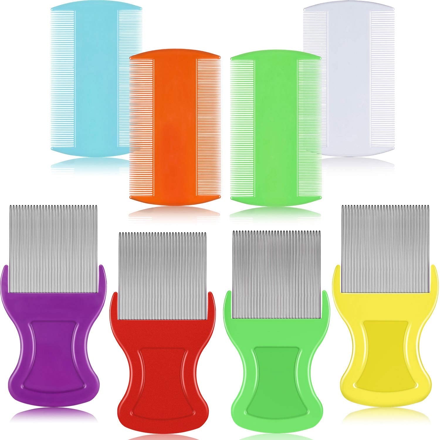 Maitys 8-Piece Flea Lice Comb Set — Double-Sided Grooming for Pets and Humans
