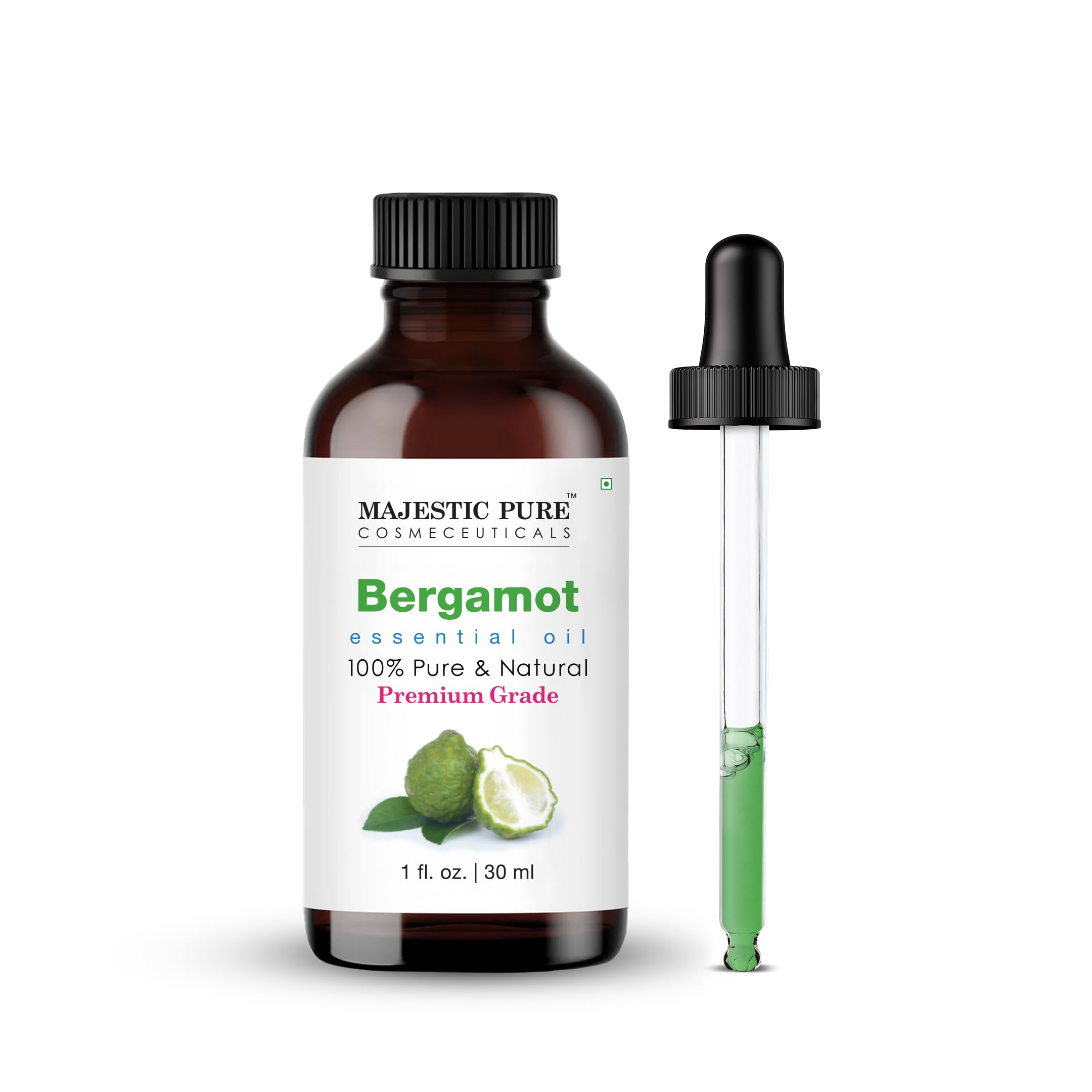 Majestic Pure Bergamot Essential Oil - 1 Fl Oz with Glass Dropper | 100% Pure & Natural