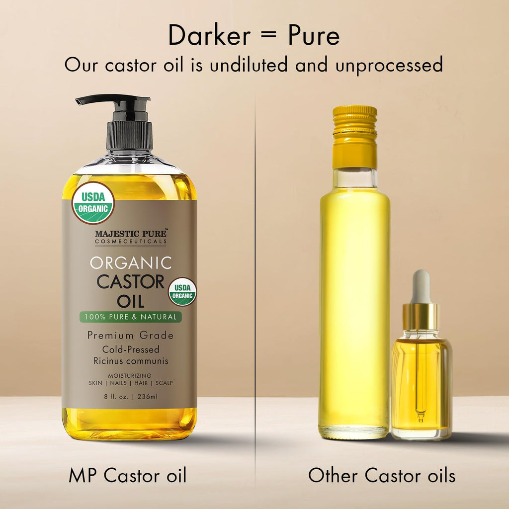 Majestic Pure Organic Castor Oil – 100% Pure, Cold-Pressed, Hexane Free – 8oz