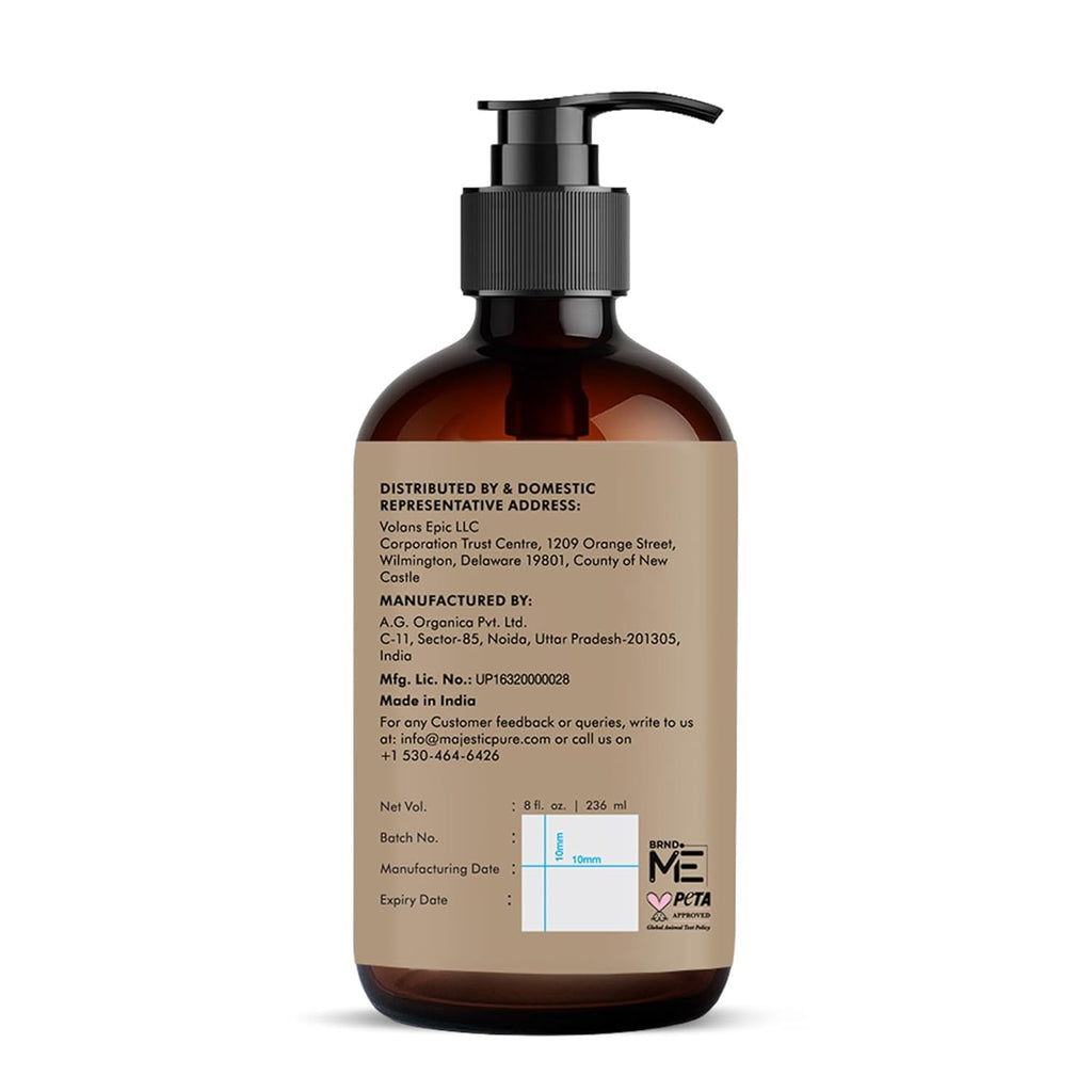 Majestic Pure Castor Oil - Glass Bottle, 8 fl oz | 100% Pure & Natural, Cold-Pressed, Hexane Free, For Hair, Eyelashes, Eyebrows, Nails