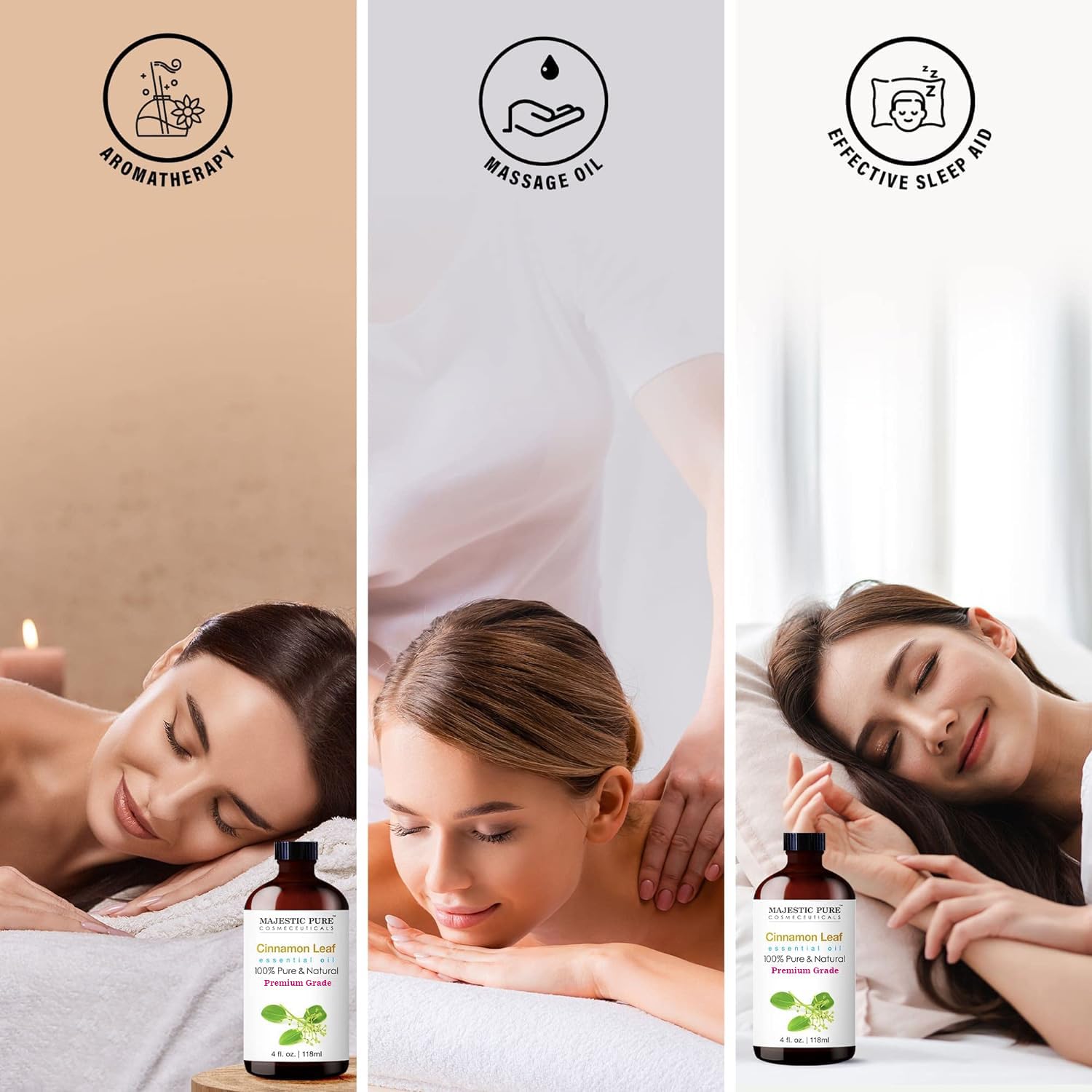 Majestic Pure Cinnamon Essential Oil - 4 Fl Oz, 100% Pure & Natural, Glass Dropper