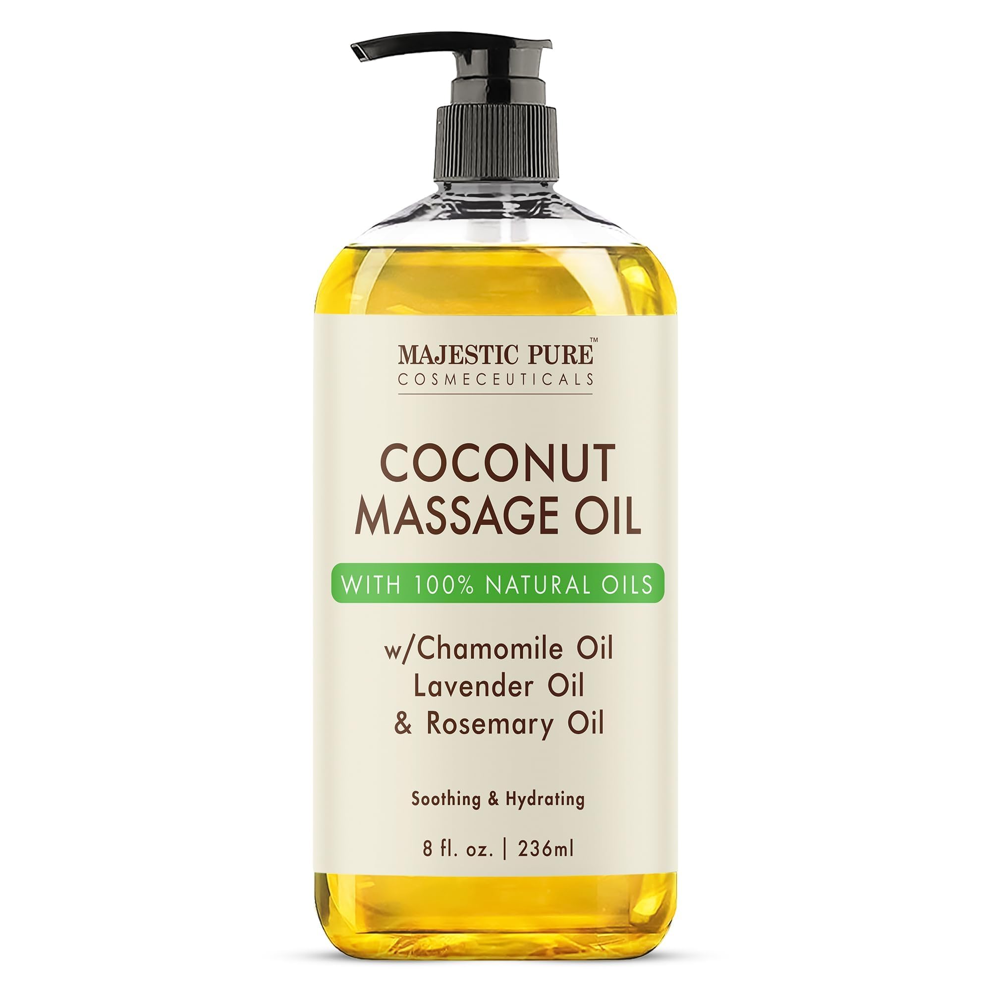 MAJESTIC PURE Coconut Massage Oil – Massage Therapy Oil for All Skin Types (8 fl oz)