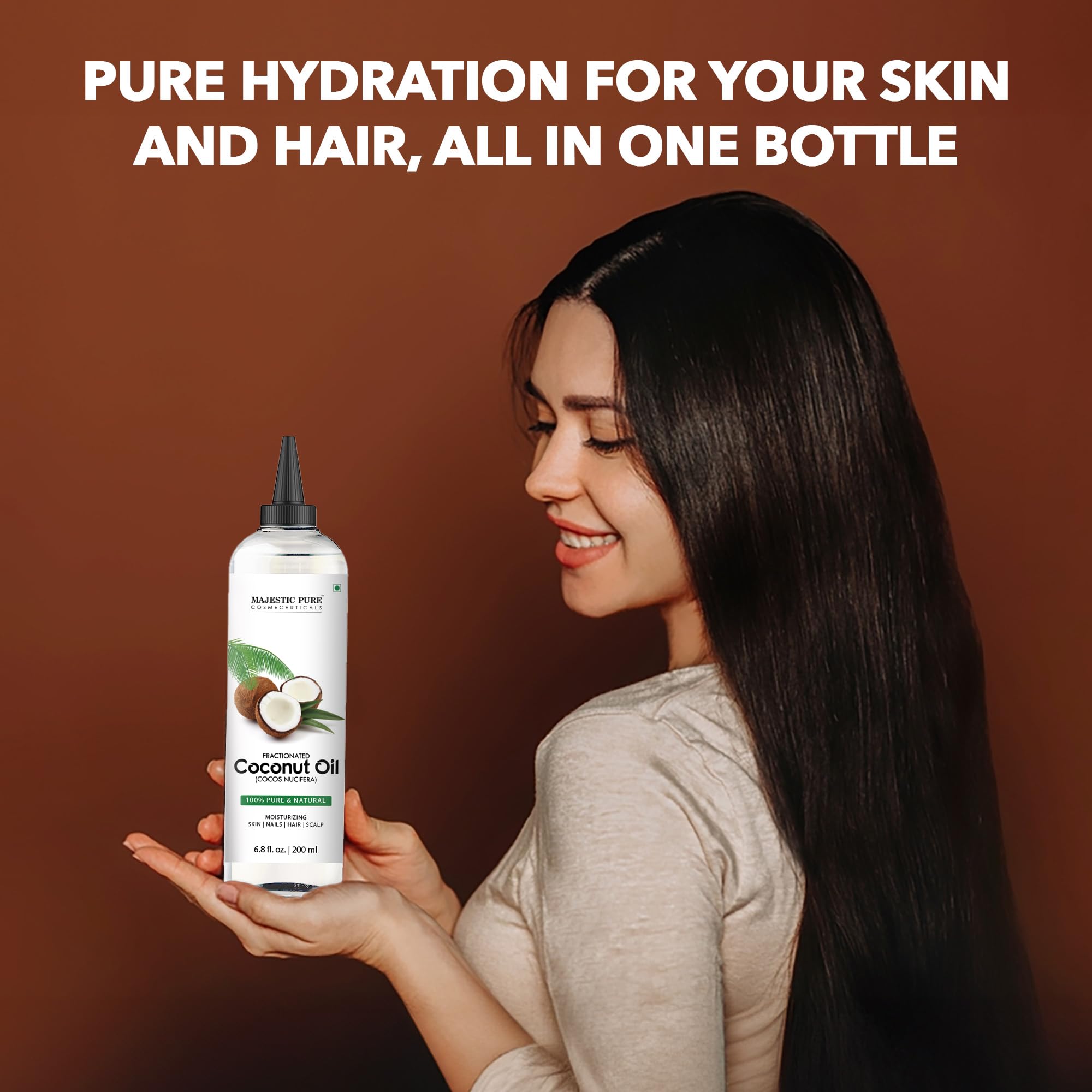 Majestic Pure Fractionated Coconut Oil – 6.8 fl oz Carrier Oil for Diluting Essential Oils & Massage