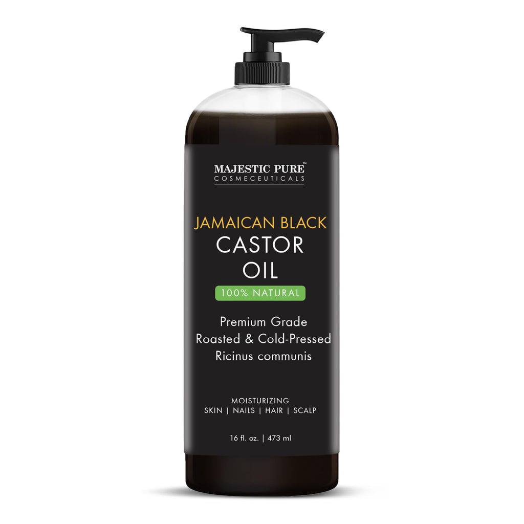 MAJESTIC PURE Jamaican Black Castor Oil – 16 oz, Non-GMO, Hair Care & Nourishing