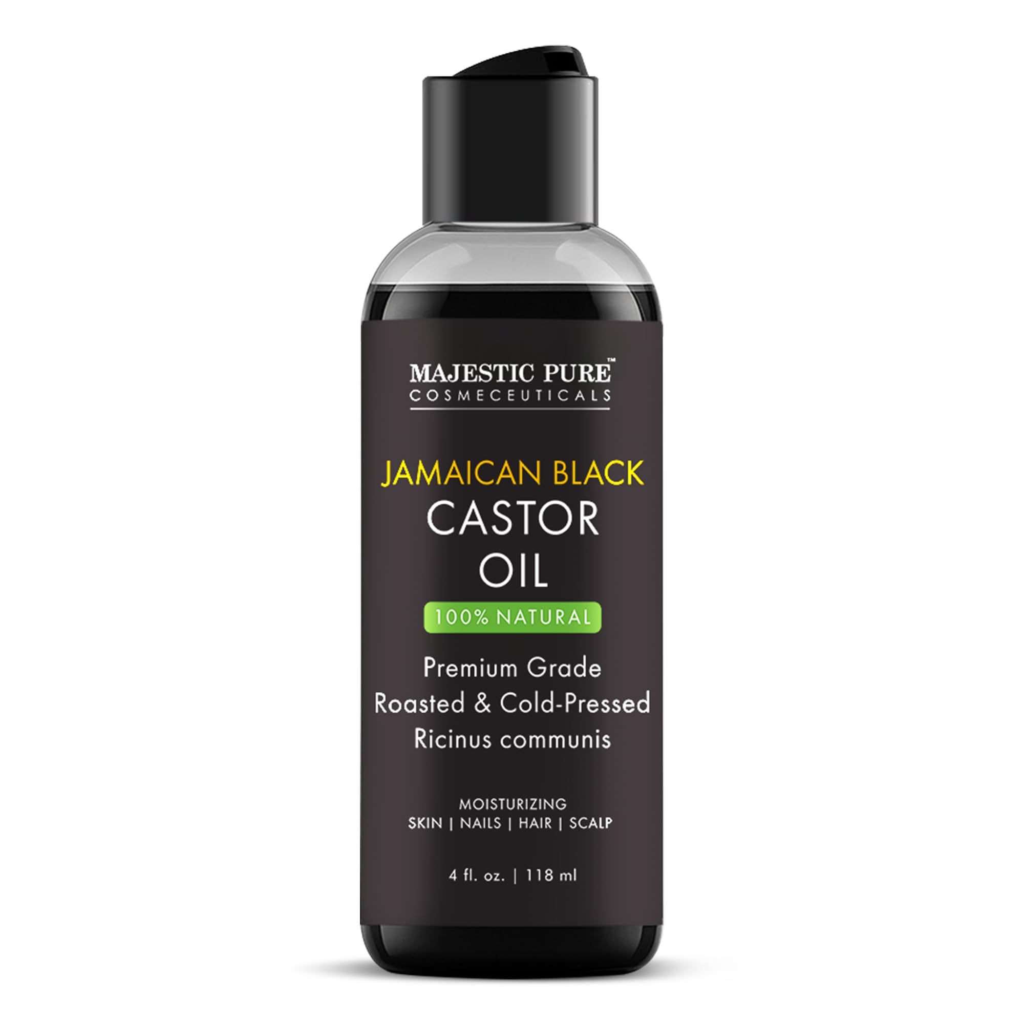 Majestic Pure Jamaican Black Castor Oil – 4 Fl Oz | 100% Pure, Cold-Pressed, Hexane Free
