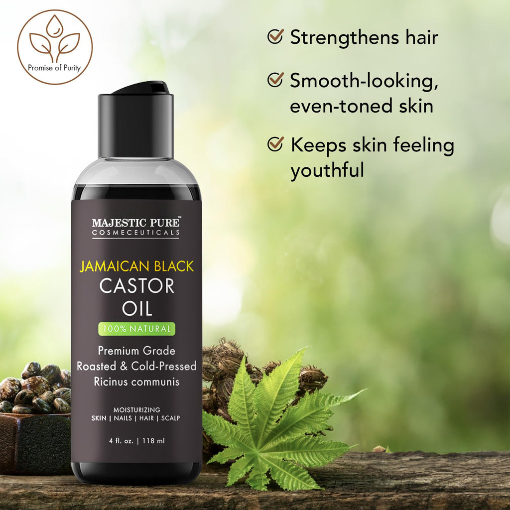 Majestic Pure Jamaican Black Castor Oil – 4 Fl Oz | 100% Pure, Cold-Pressed, Hexane Free