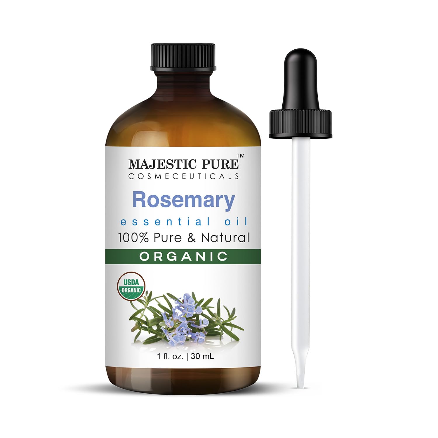 Majestic Pure Organic Rosemary Essential Oil - 100% Pure, 1 fl oz