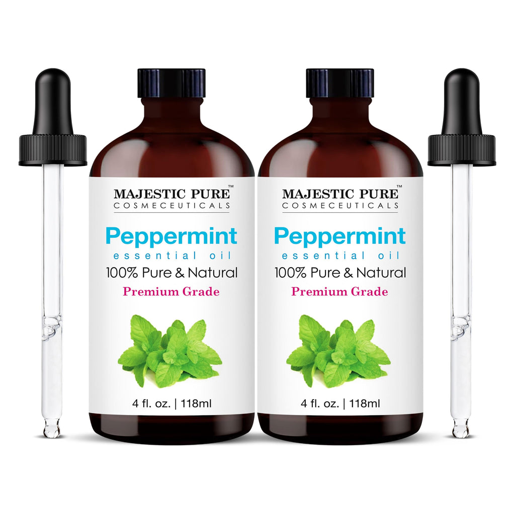 Majestic Pure Peppermint Essential Oil – 4 Fl Oz x 2, 100% Pure & Natural
