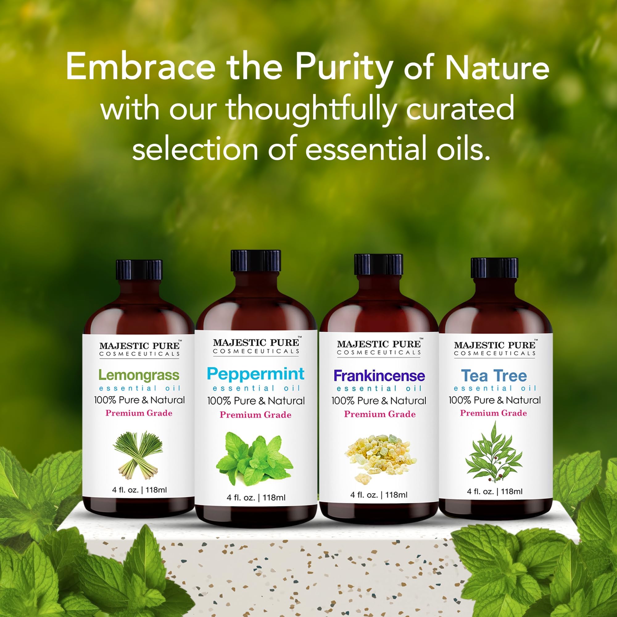 Majestic Pure Peppermint Essential Oil 4 Oz – 100% Pure & Natural, Glass Dropper