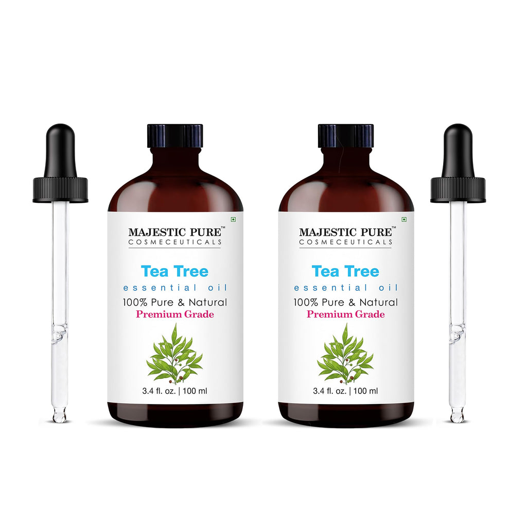Majestic Pure Tea Tree Essential Oil – 100% Pure & Natural, Glass Dropper, 3.4 Fl Oz Pack of 2