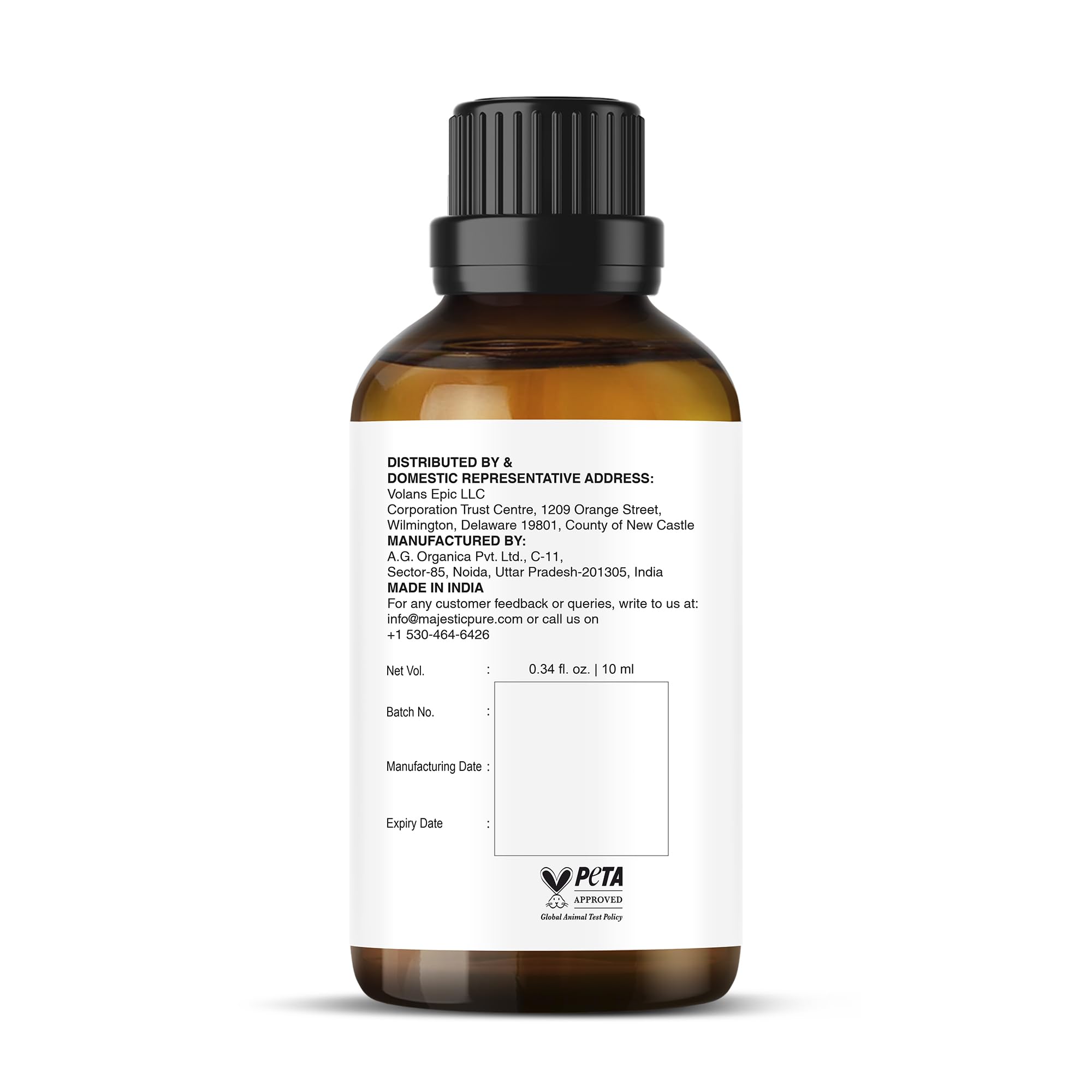 Majestic Pure Vanilla Essential Oil with Glass Dropper – 0.3 Fl Oz (10 ml) – 100% Pure & Natural