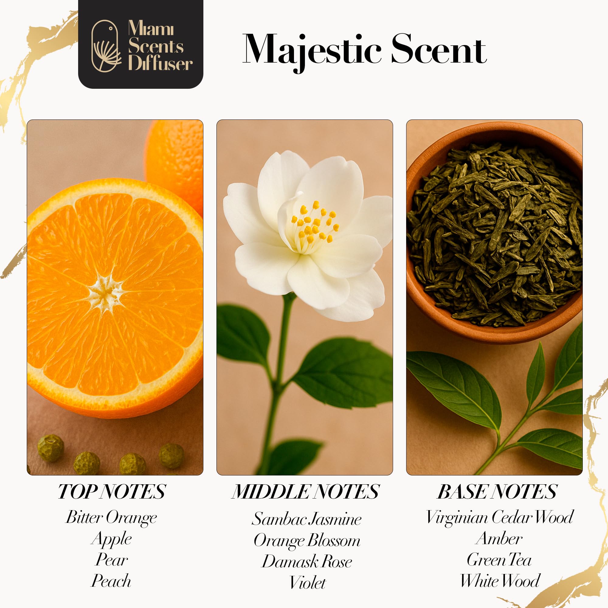 Majestic Scent Inspired by La Réserve Paris Hotel 4 Fl Oz - 120 ml Essential Oils Aroma for Home Office Business Diffuser Luxury Fragance Refill Aromatherapy Fresh Blend of Orange Vanilla and Amber.