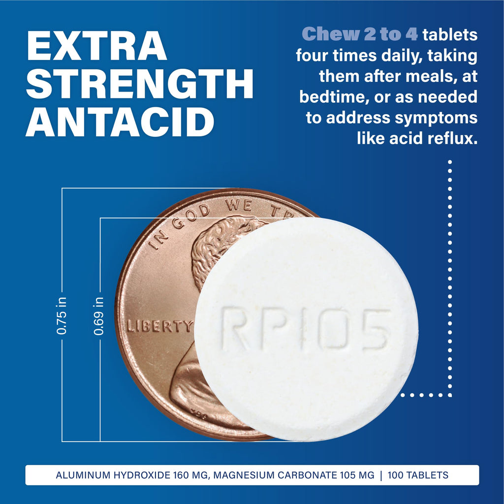 MAJOR Acid Gone Extra Strength Antacid Chewable Tablets | Heartburn & Indigestion Relief for Adults (100 Count)