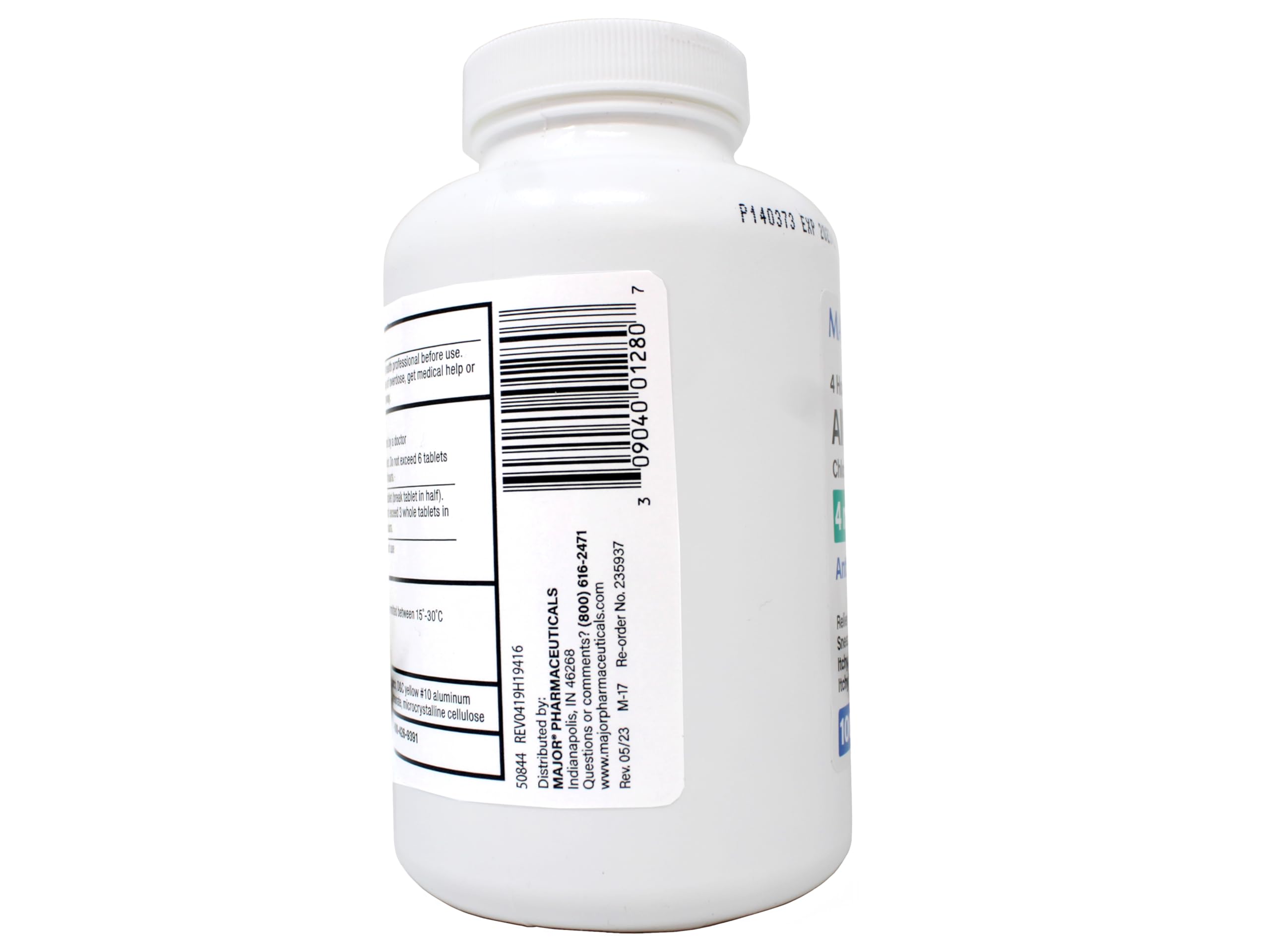 Major Allergy Tablets – Chlorpheniramine Maleate 4 mg, 4-Hour Allergy Relief, 1000 Tablets