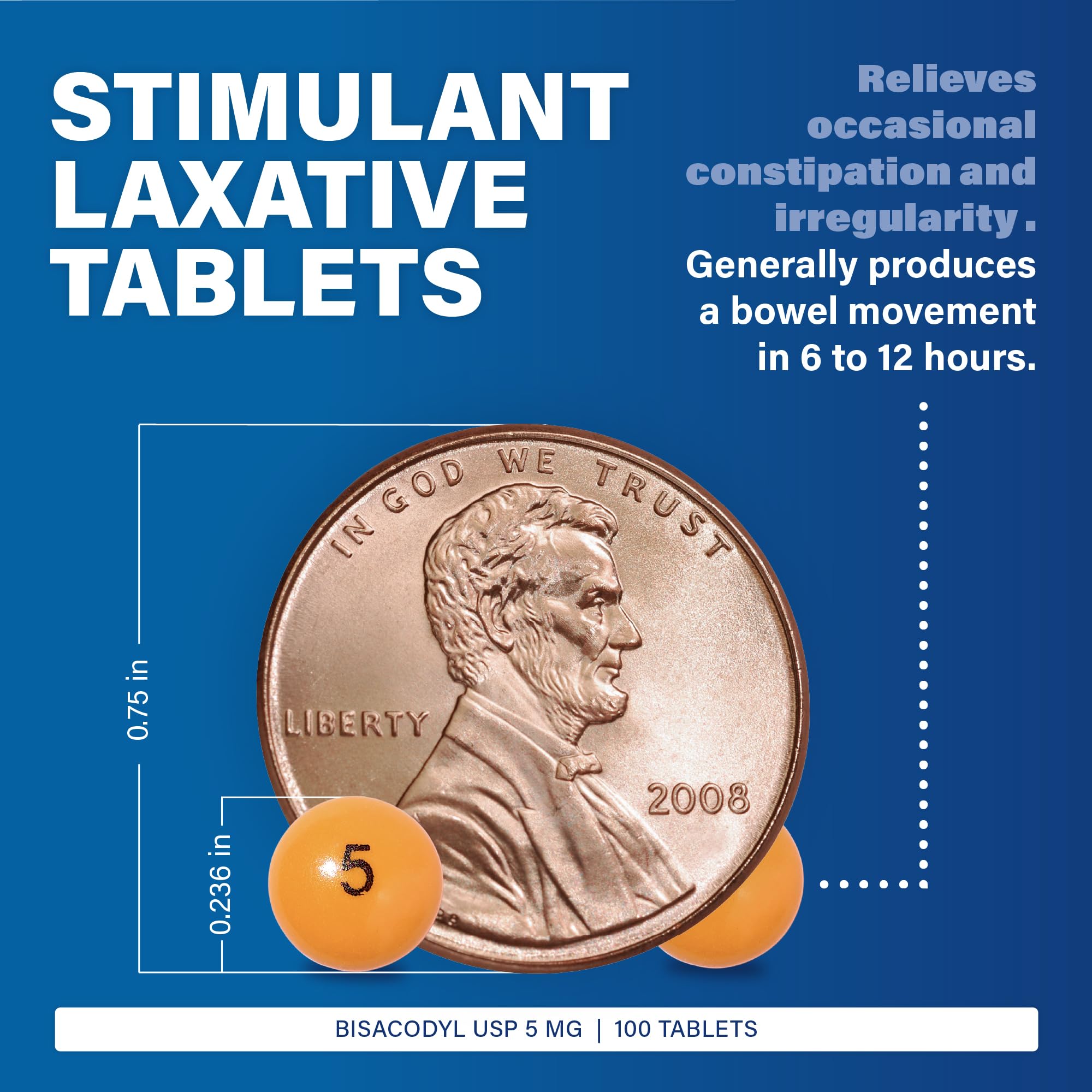 MAJOR Bisacodyl USP 5mg – Gentle Stimulant Laxative Tablets, 100 Count (3-Pack)